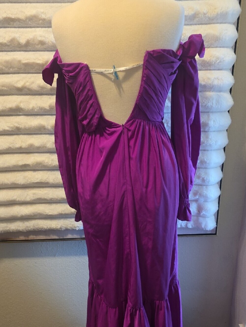 Self-Portrait Fuchsia Off-Shoulder Long Sleeve Maxi Dress - Picture 8 of 12